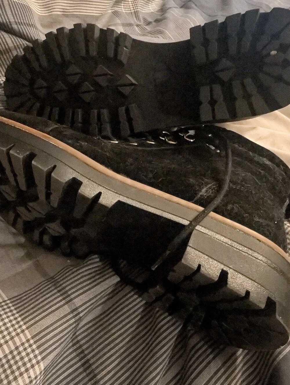 Black Lace-Up Sherpa Winter Boots